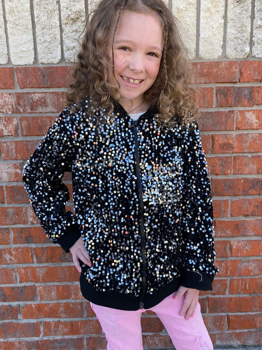 Kids Sequin Bomber Jacket