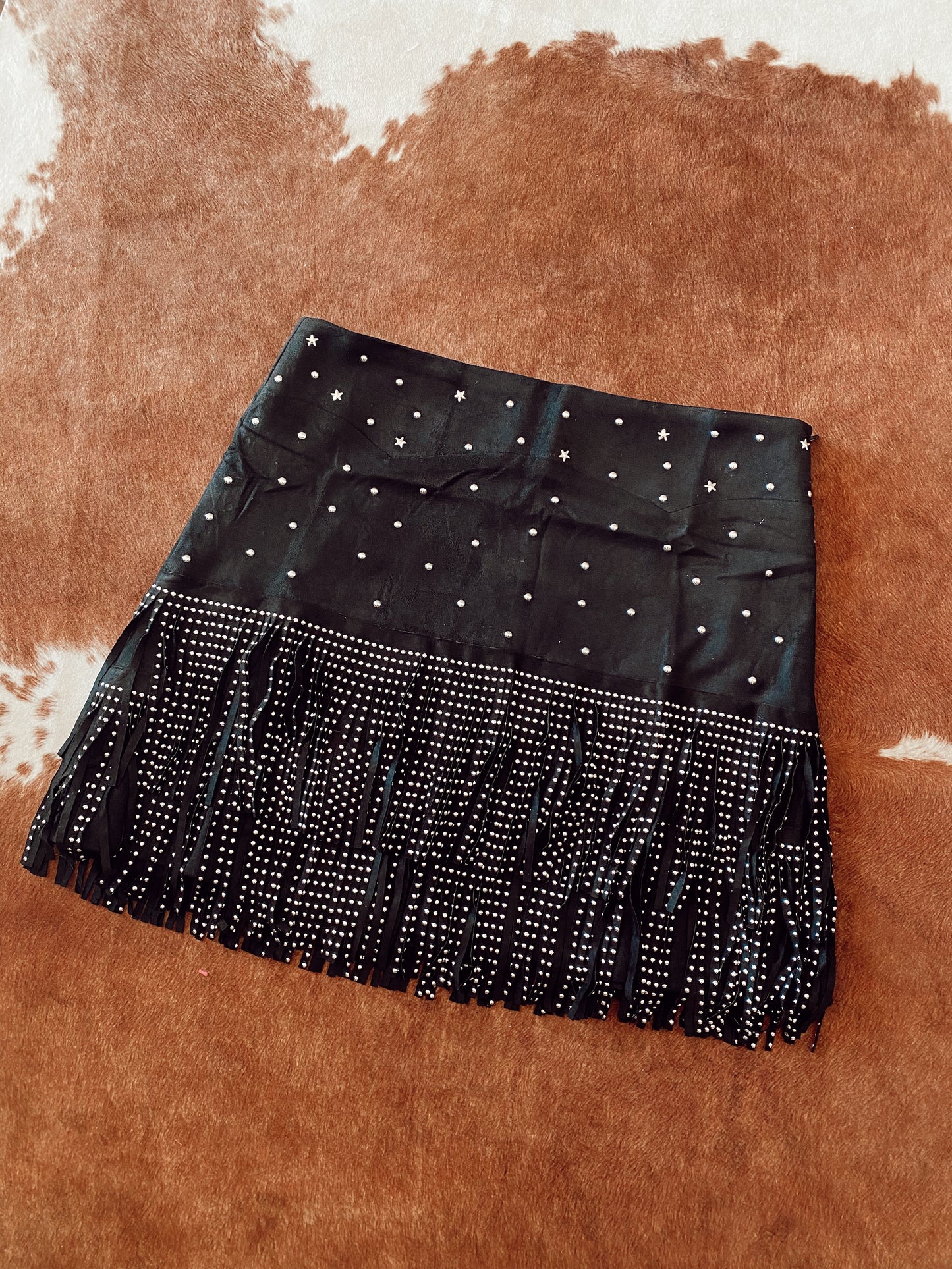 Suede Star Studded Mini Skirt