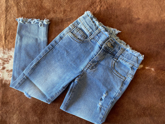 Kids Frayed Blue Jeans