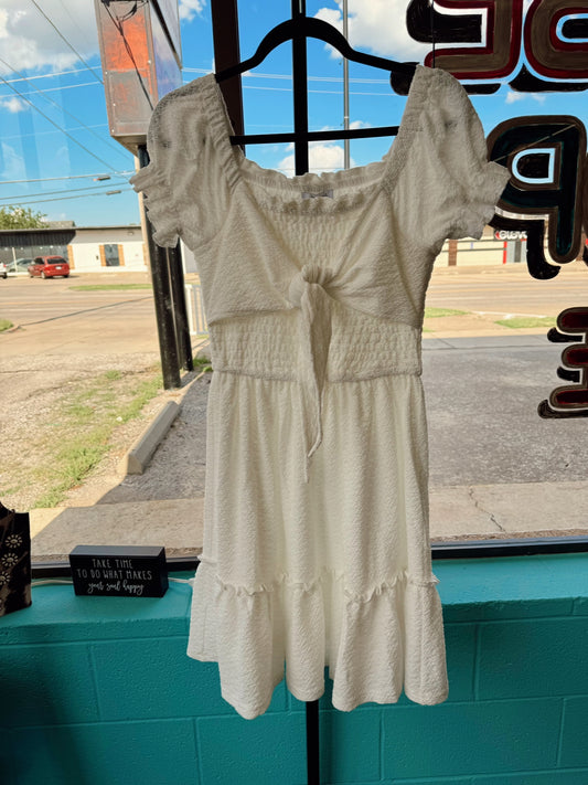 Southern Belle White Textured Dress