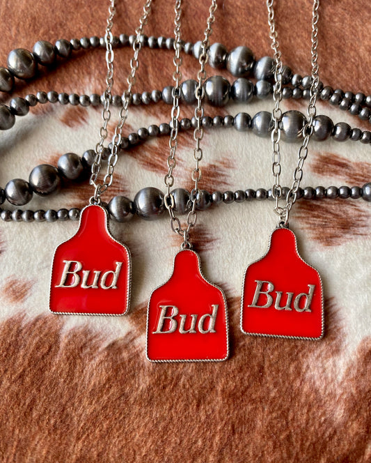 Bud Cow Tag Necklace