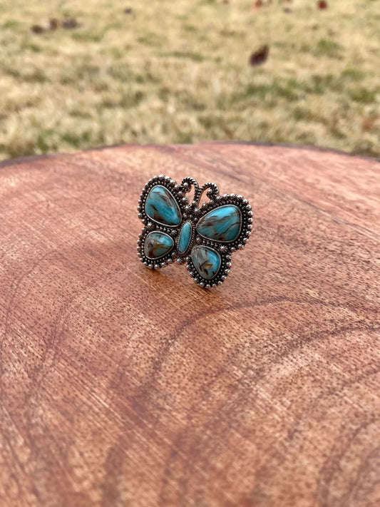 Western Butterfly Adjustable Ring