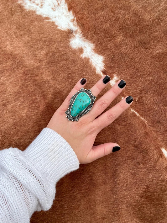 Western Framed Turquoise Stone Ring