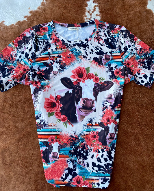 Cow Floral Printed Shirt