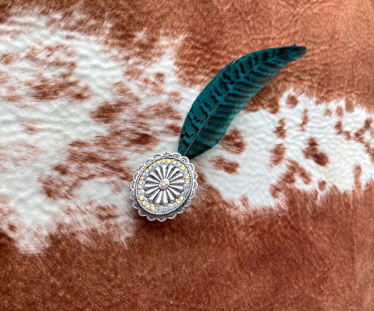 Feather Concho Hat Pin