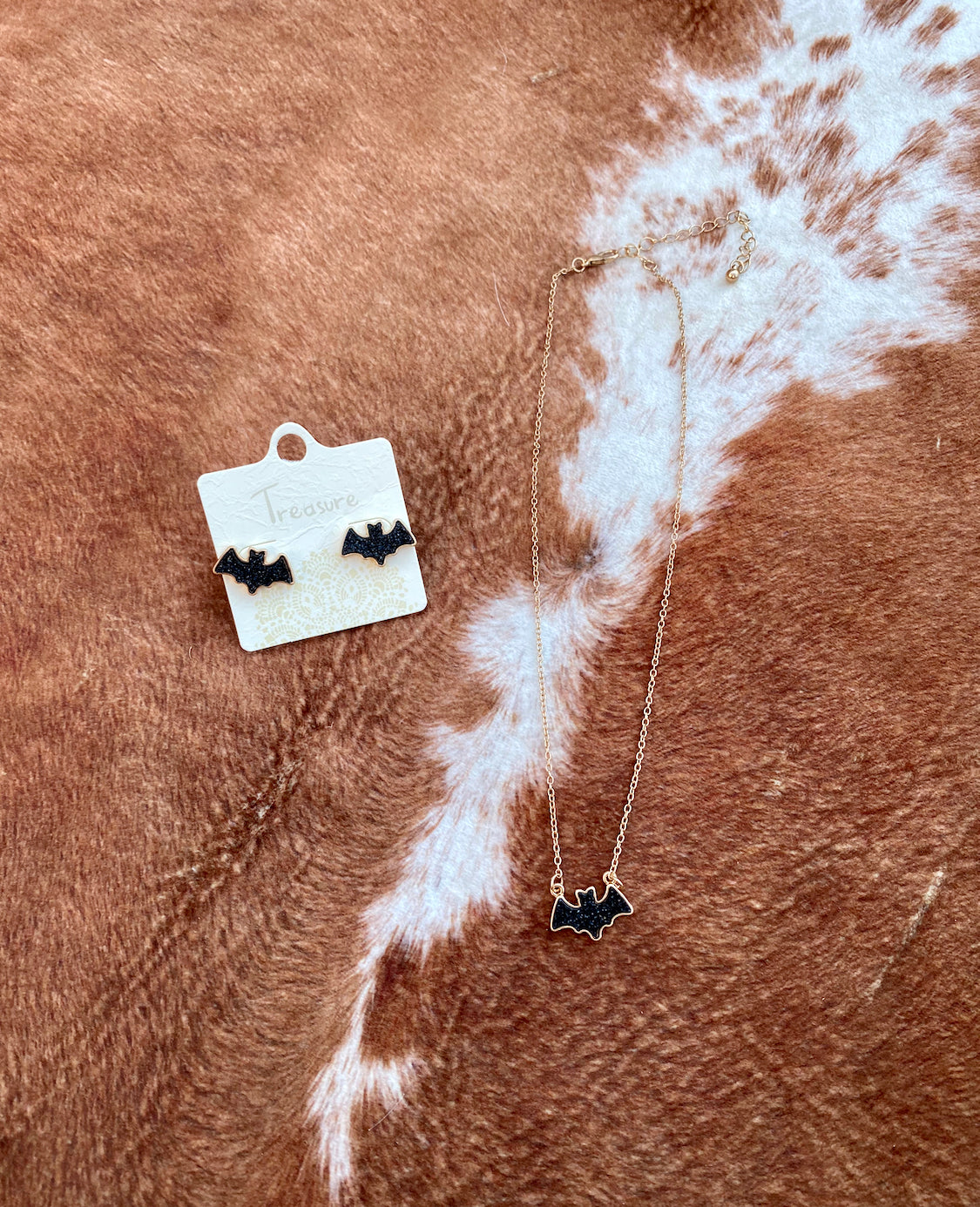 Halloween Bat Druzy Stone Necklace