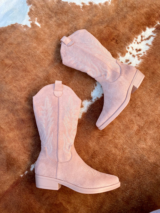 Southern Belle Pink Suede Boots